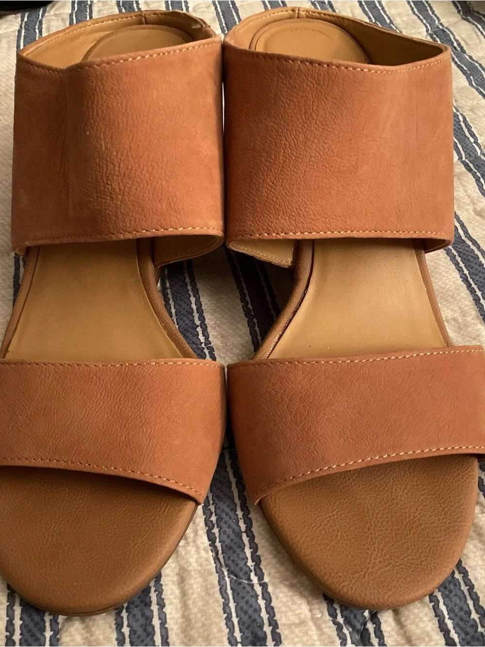 Franco Sarto Rust Brown Double-Band Wedge Slides